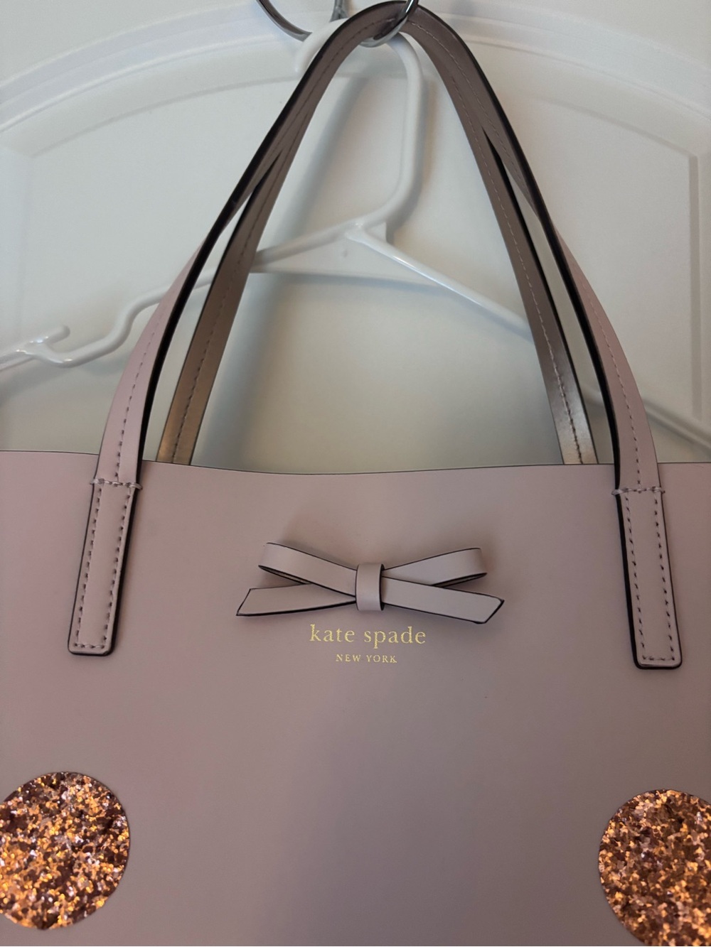 Kate Spade Pink Tote Bag with Rose Gold Polka Dots - Picture 2 of 4